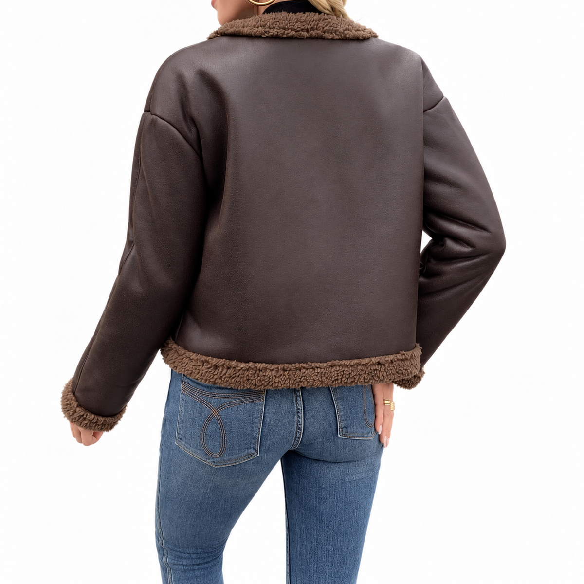 Women's Mia Faux Leather Shearling Trim Jacket