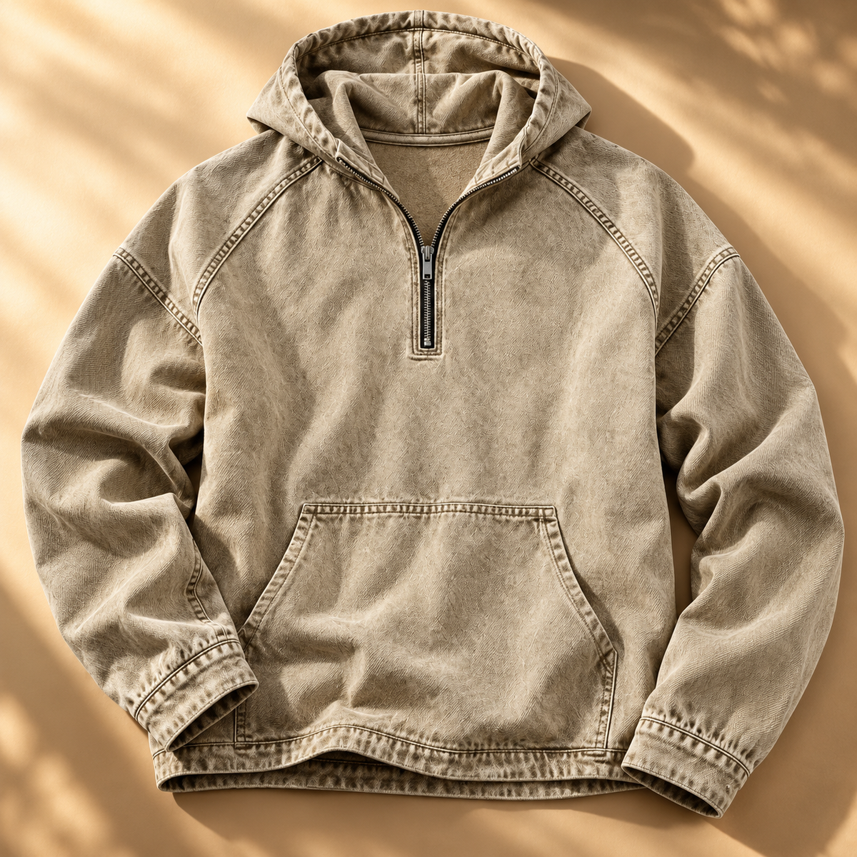 Men's Jacob Washed Zip Hoodie Kangaroo Pocket