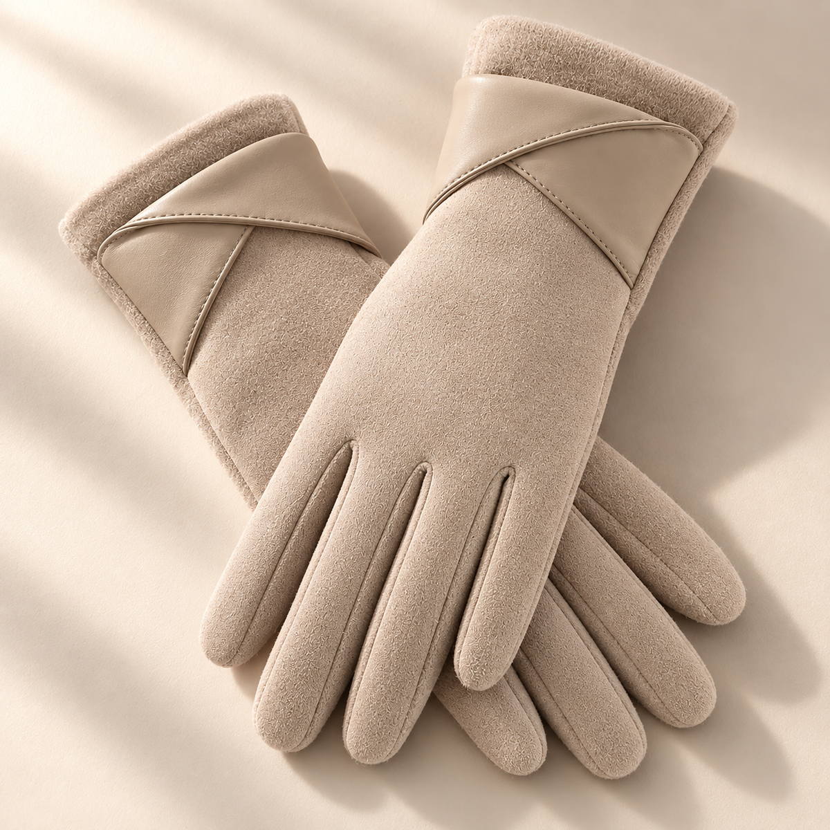 Unisex Helena Wrap Cuff Gloves Suede