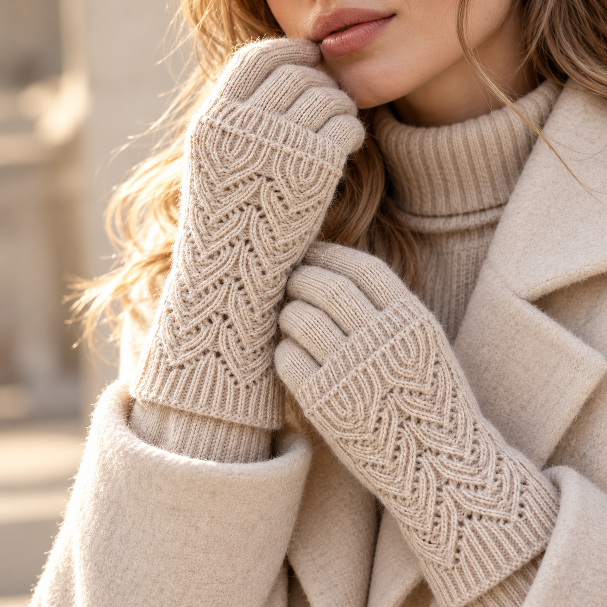 Unisex Cleo Layered Gloves Knit