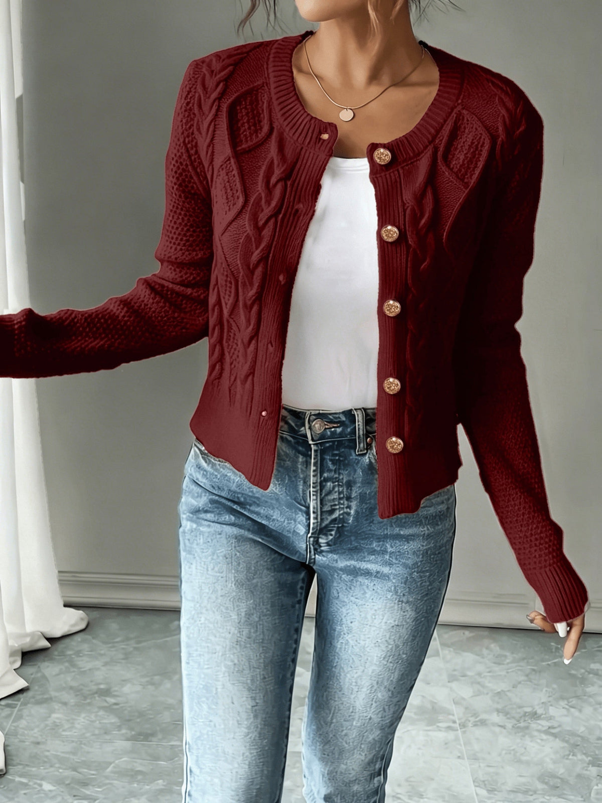 Harper & Wells Women's Eleanora Cable-Knit Button-Front Cardigan