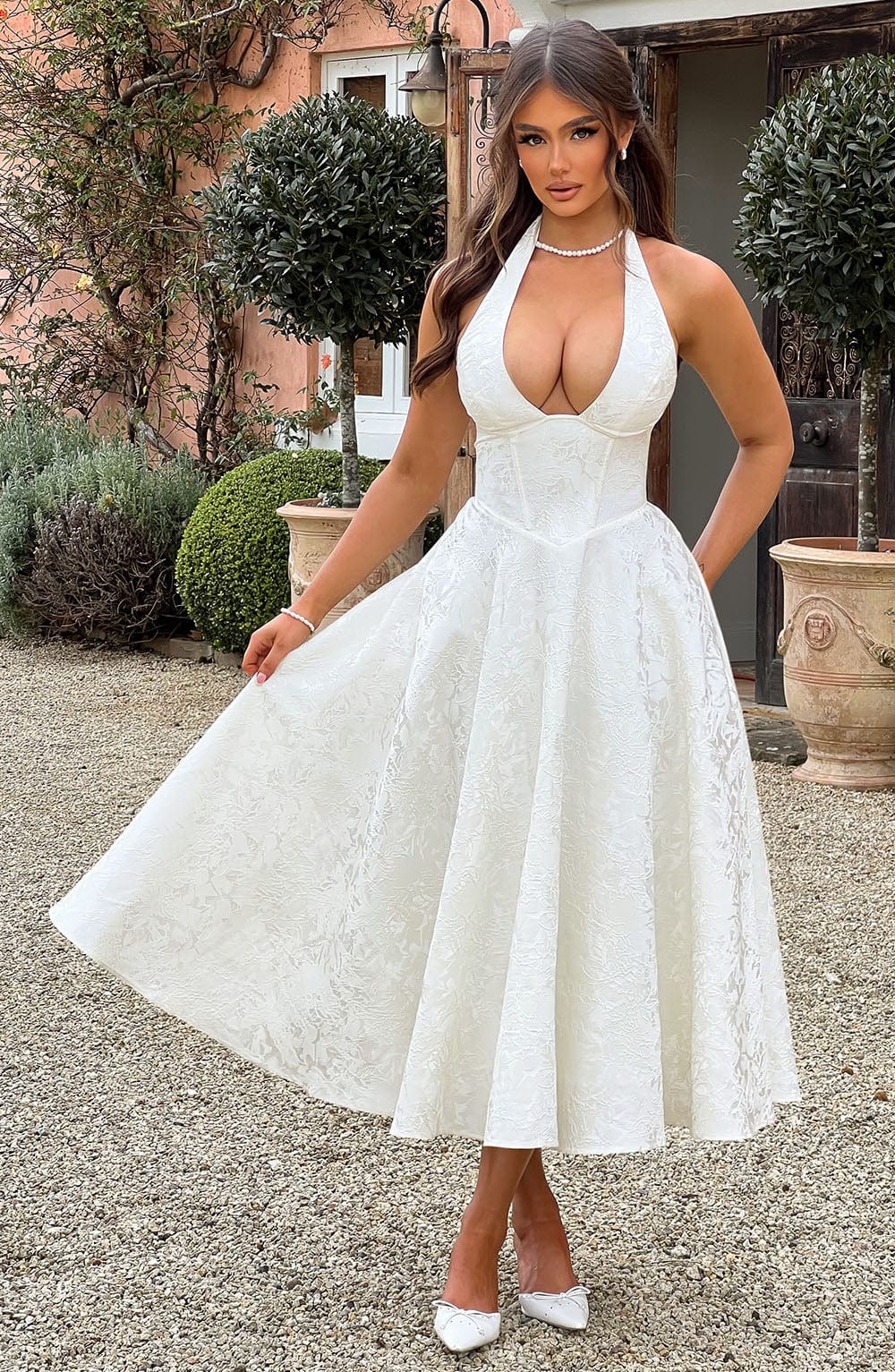 The Hills Nashville Kimberly Halter Midi Dress Wedding Guest