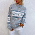 Women's Fair Isle Ribbed Knit Christmas Jumper