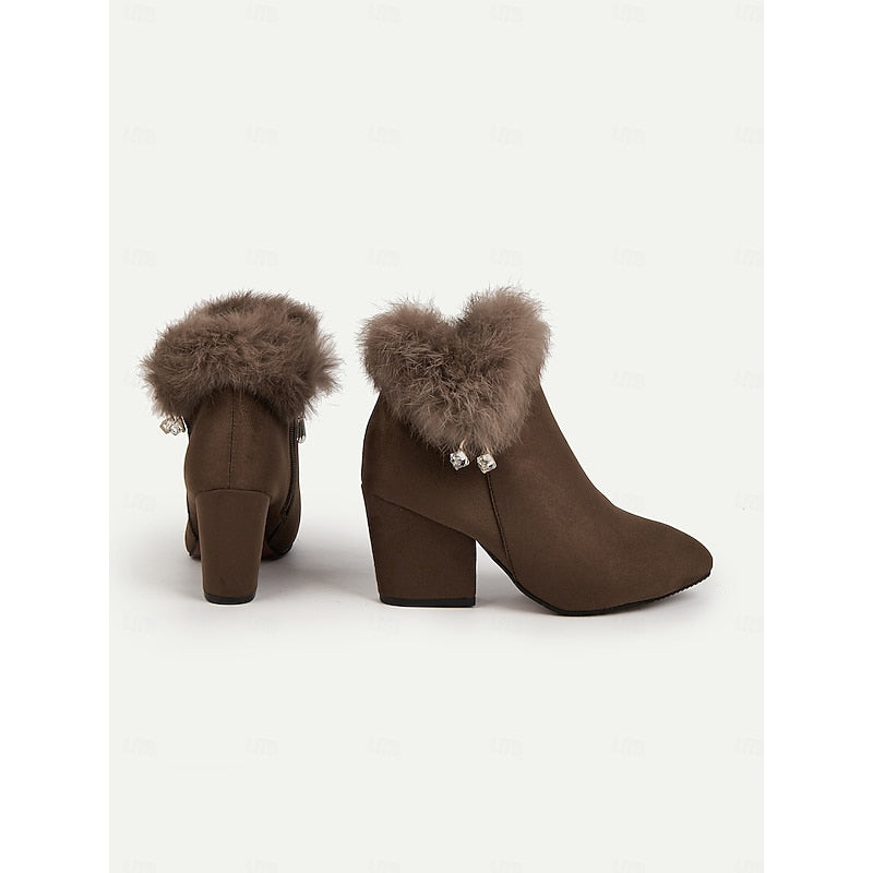 Harper & Wells Women's Claire Fur-Trimmed Block Heel Ankle Boots