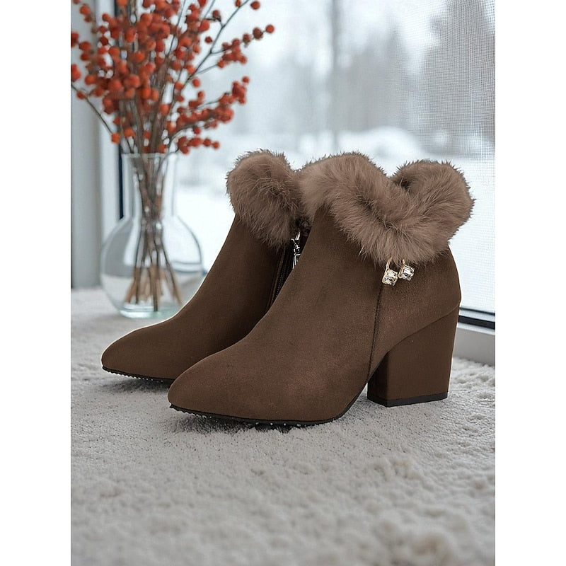 Harper & Wells Women's Claire Fur-Trimmed Block Heel Ankle Boots