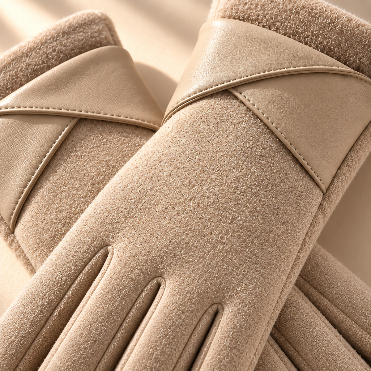 Unisex Helena Wrap Cuff Gloves Suede