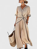 Haven Beck Jasmine Elegant Summer Dress Lightweight Vertical Stripe Pattern