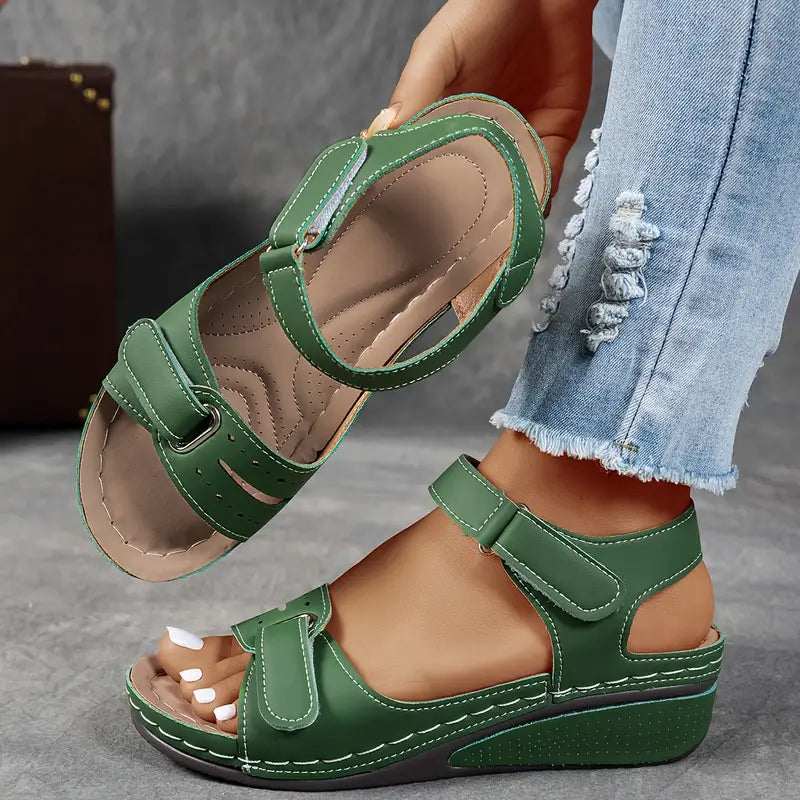 LumiNovi Orthopedic Wedge Sandals with Contoured Footbed and Adjustable Strap