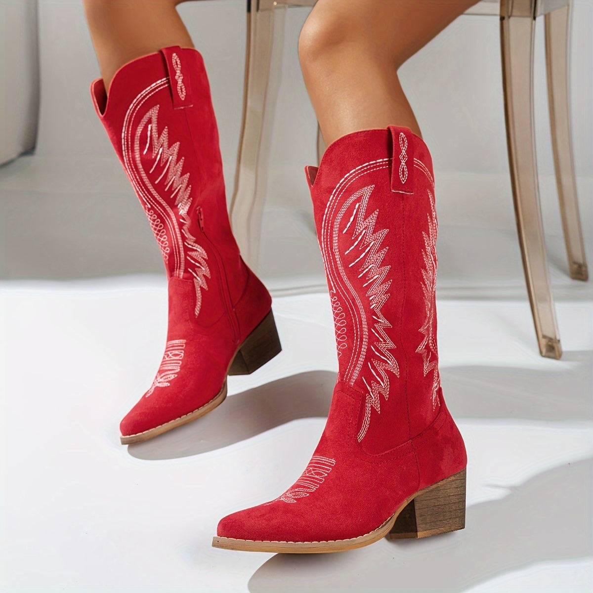 Women's Knee-High Cowboy Boots Block Heel