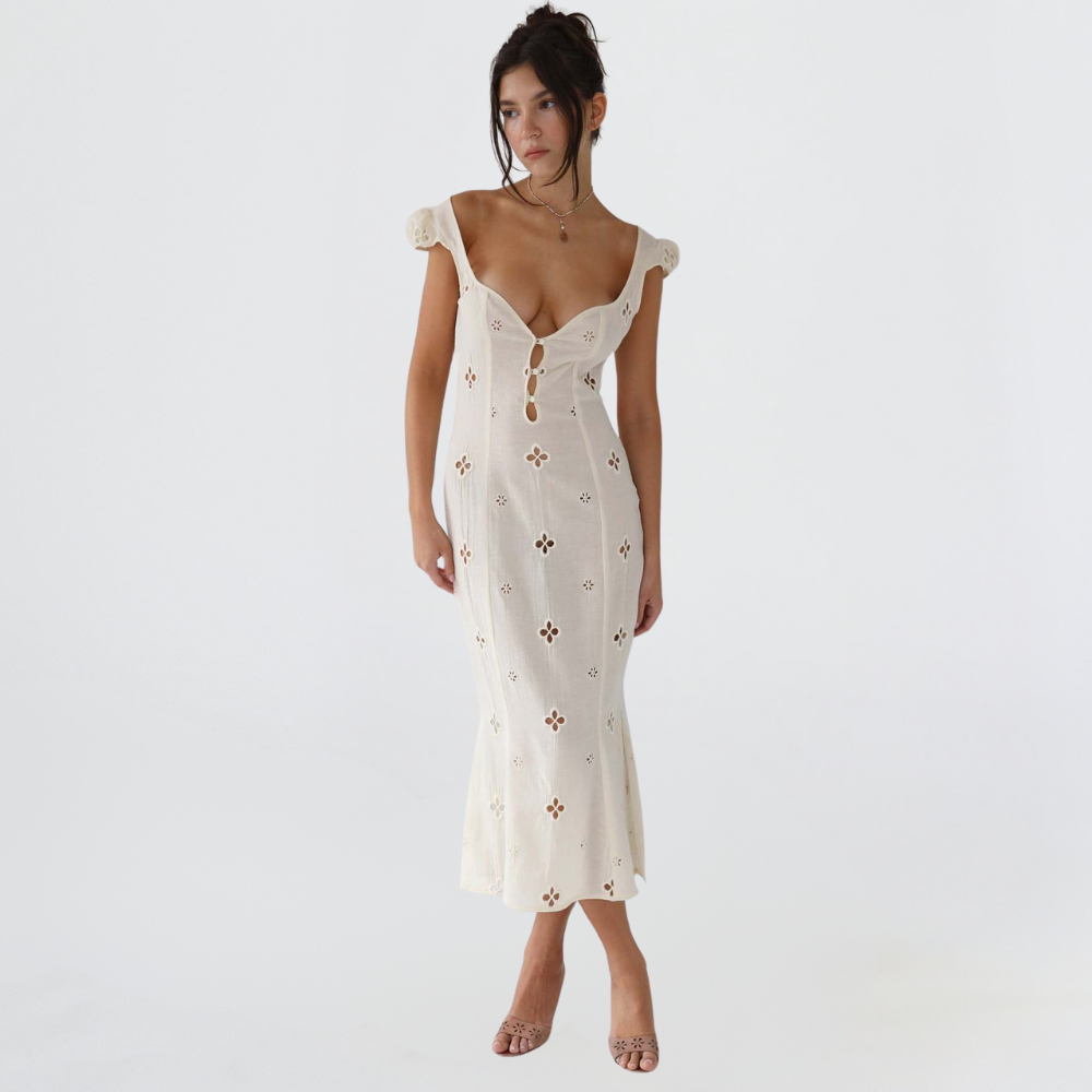 The Hills Nashville Brooklyn Fitted Mermaid Wedding Guest Dress White
