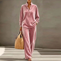 Women's Marielle Stand Collar Velvet Two Piece Set
