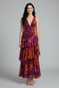 Maison Verro Alana Floral Tiered Maxi Summer Dress Sleeveless V-Neck