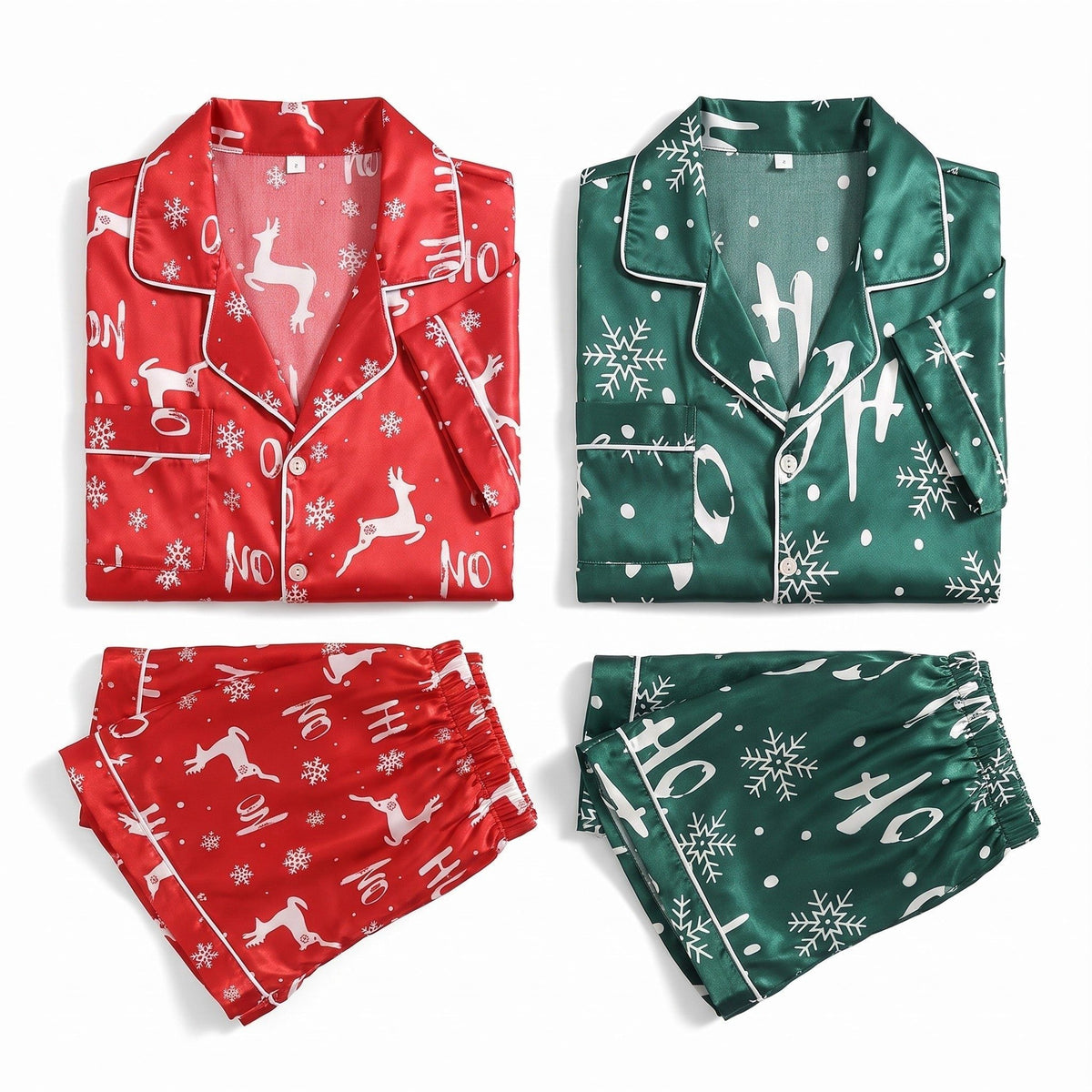 Women's Christmas Pajama Set with Short Sleeves
