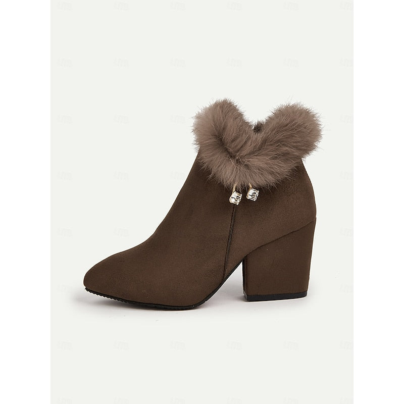 Harper & Wells Women's Claire Fur-Trimmed Block Heel Ankle Boots