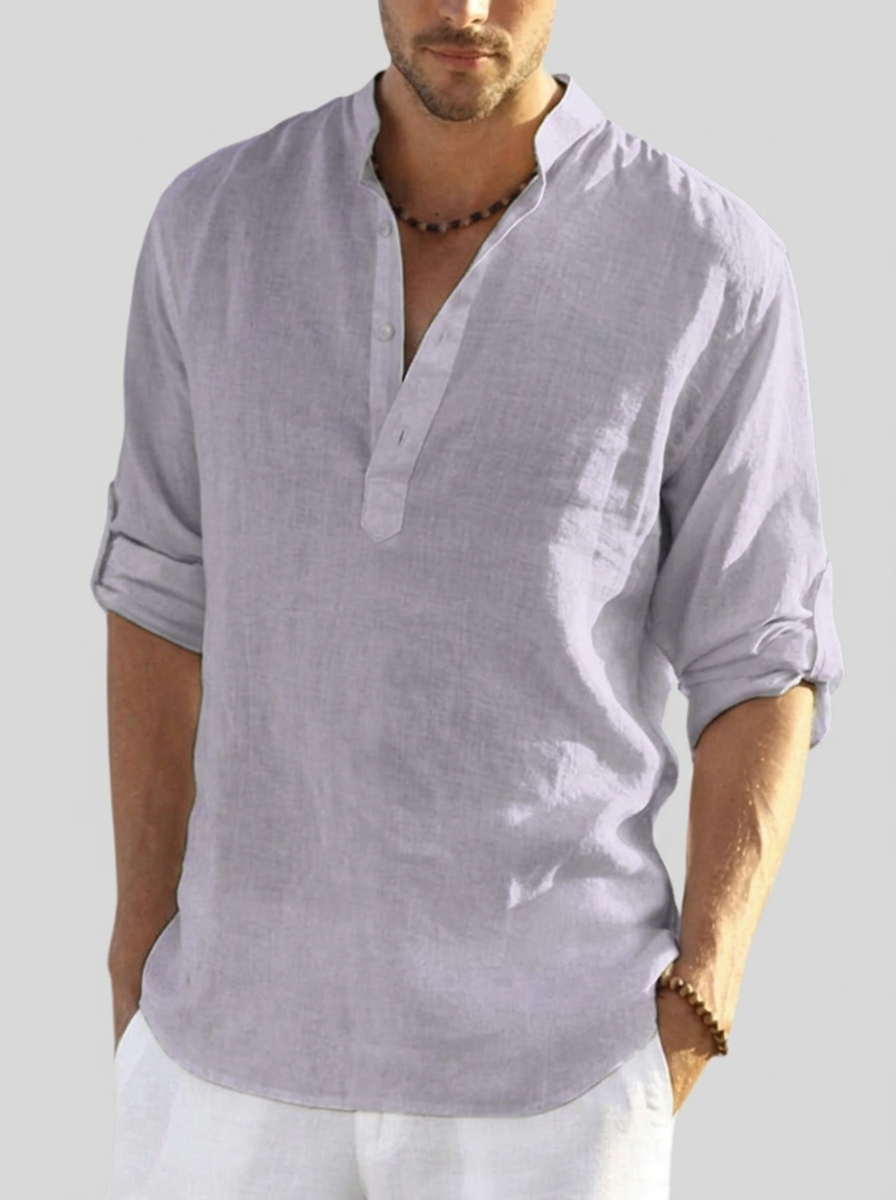 James New York Christopher Men's Relaxed Shirt with Open Collar