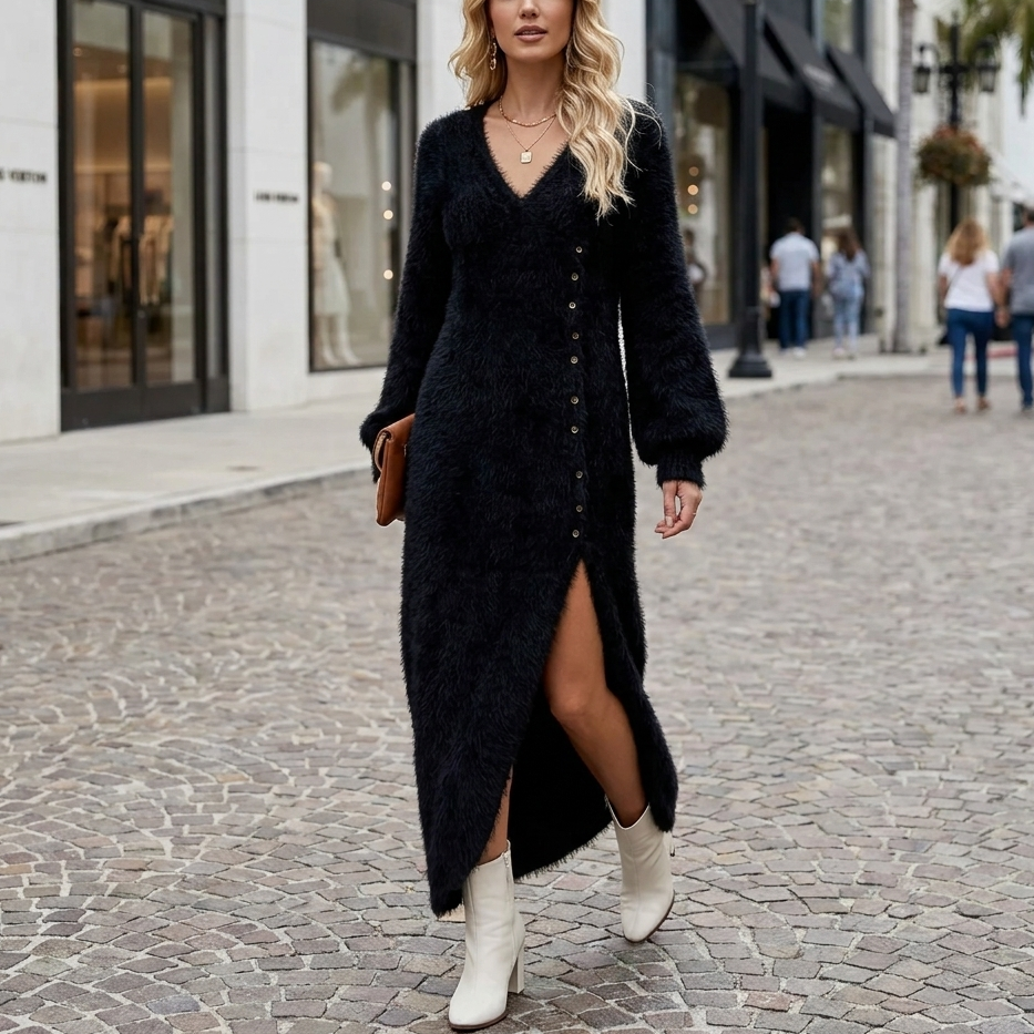 Women's Aurora Fur Knit Sweater Dress