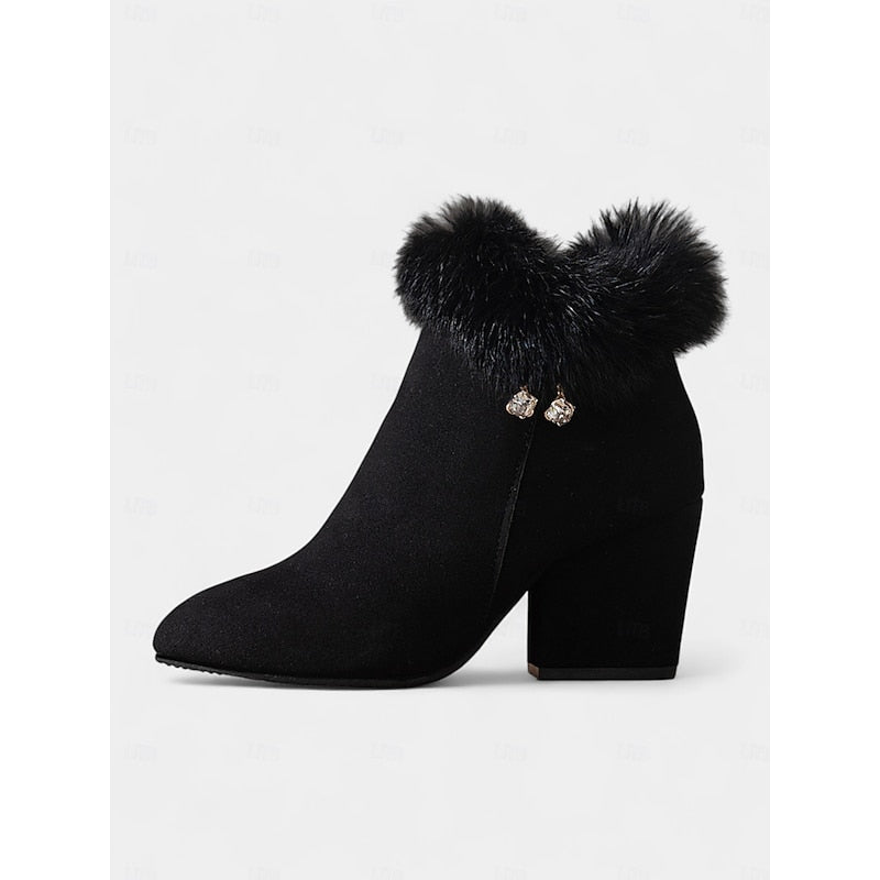 Harper & Wells Women's Claire Fur-Trimmed Block Heel Ankle Boots