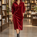 Women's Orlinda Velvet Midi Shirt Dress