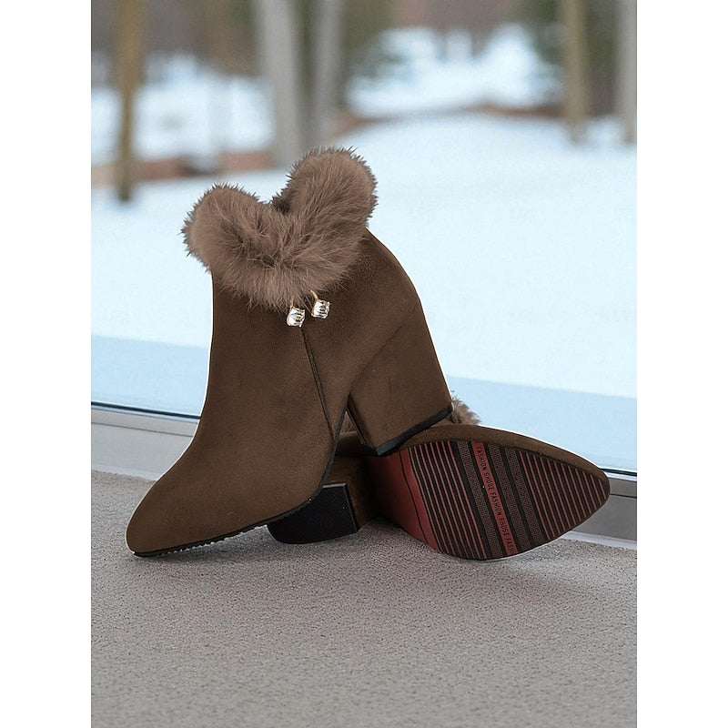 Harper & Wells Women's Claire Fur-Trimmed Block Heel Ankle Boots