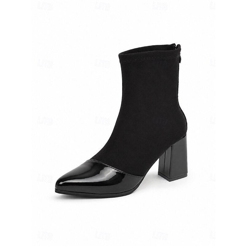 Harper & Wells Women's Beatrix Cap-Toe Chunky Heel Ankle Boots