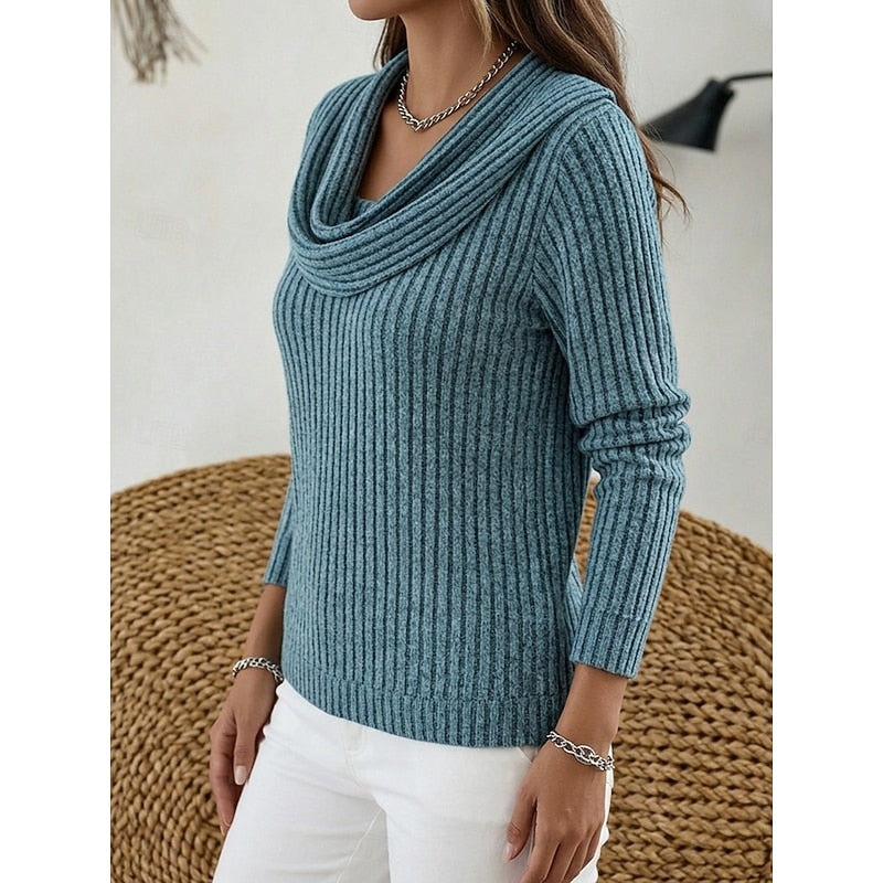 Women's Isadora Cowl-Neck Ribbed Top