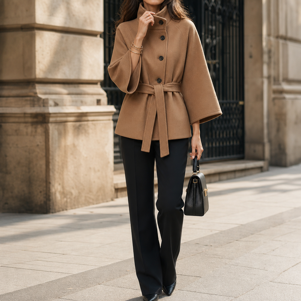 Women's Velora Asymmetrical Belted High-Neck Jacket