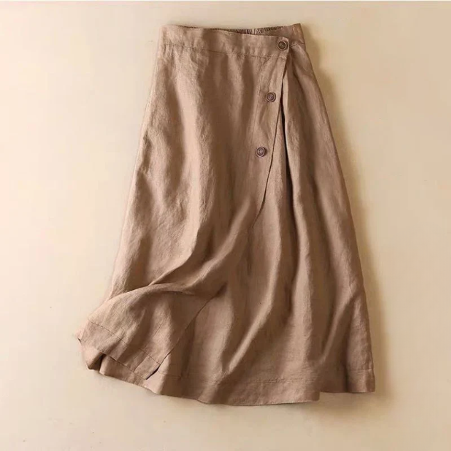 Haven Beck Melissa A-Line Linen Skirt Mid-Calf Wrap