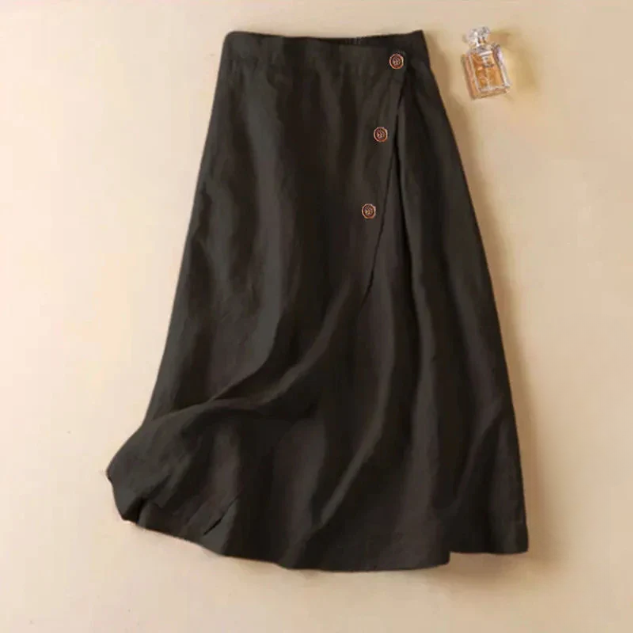 Haven Beck Melissa A-Line Linen Skirt Mid-Calf Wrap
