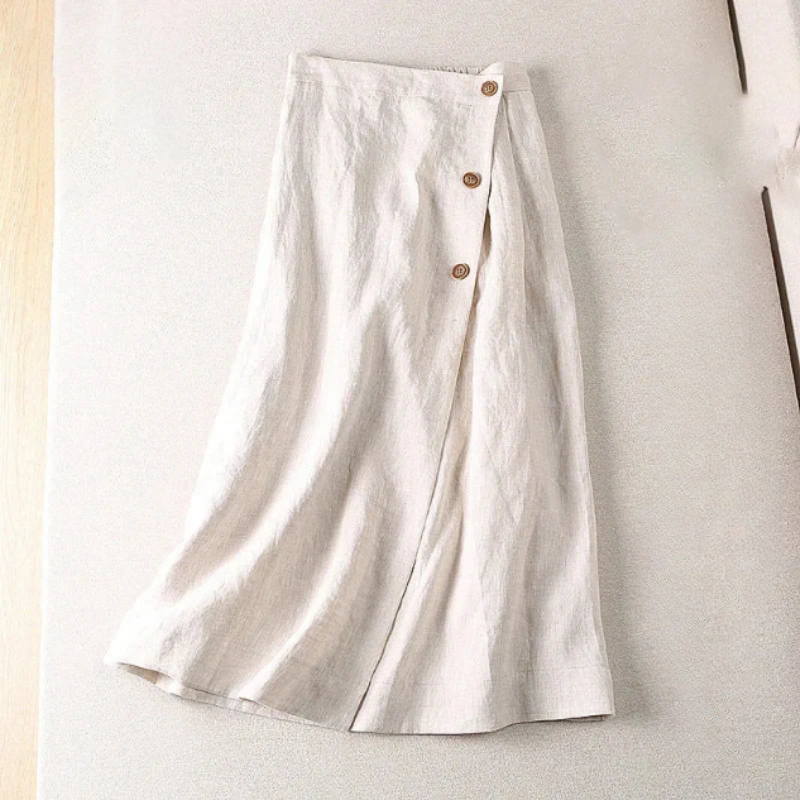 Haven Beck Melissa A-Line Linen Skirt Mid-Calf Wrap