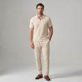 Men's Waffle-Knit Zip Polo And Trousers Set