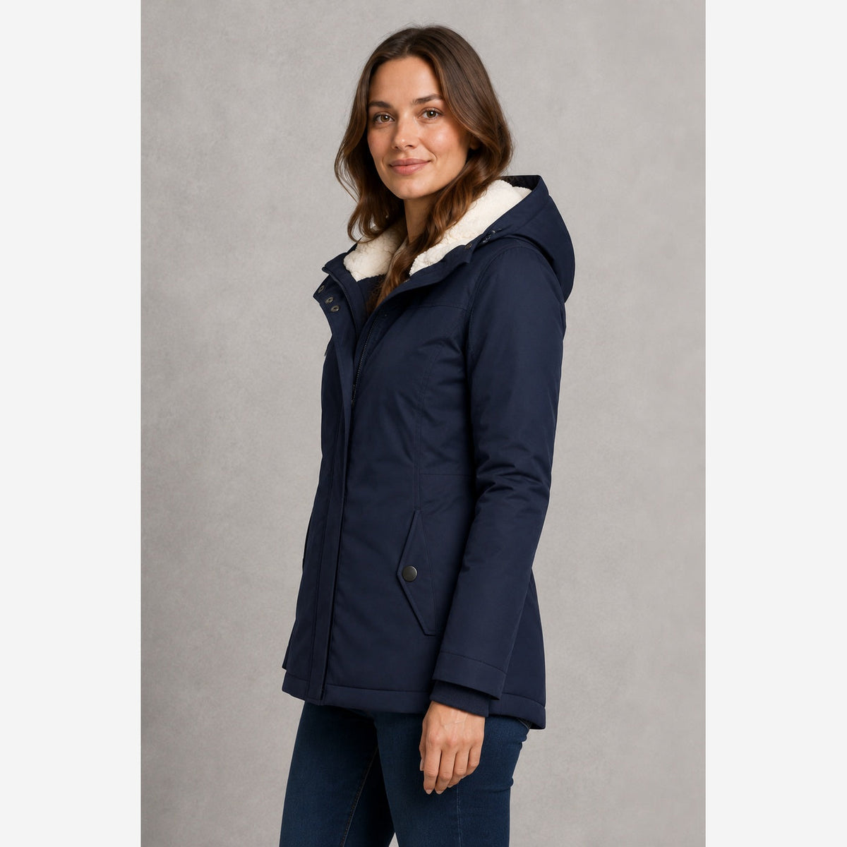 Women's Longline Waterproof Hooded Fleece Lined Coat