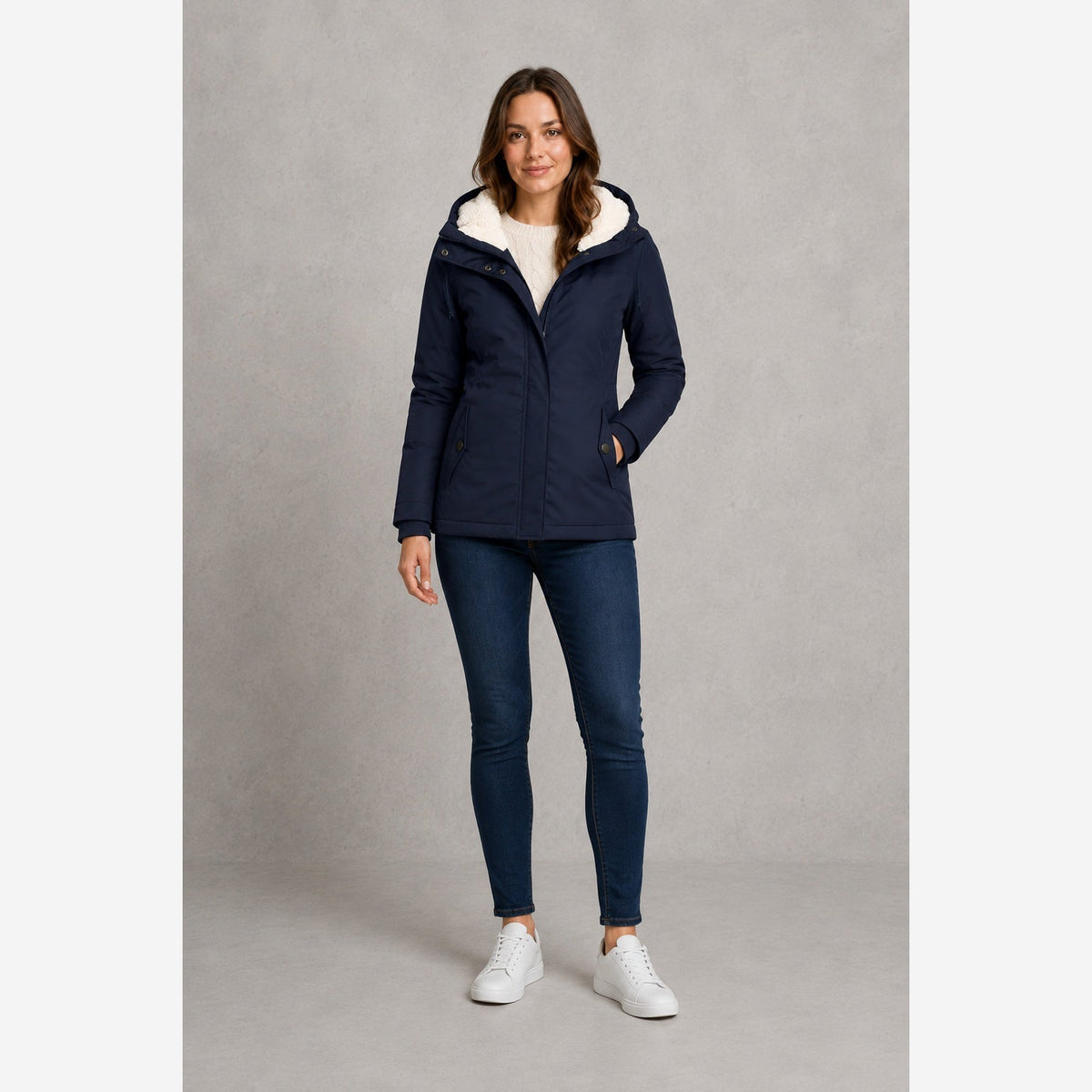 Women's Longline Waterproof Hooded Fleece Lined Coat