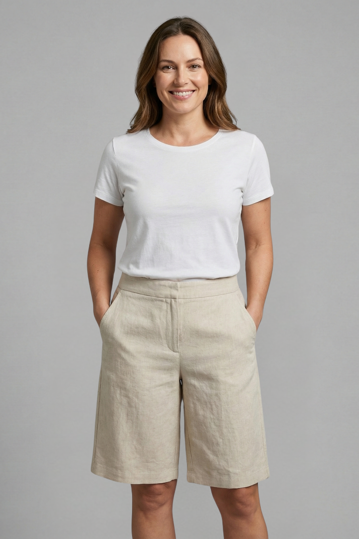 Mayberry Octavia Women's High Waisted Knee Length Casual Shorts