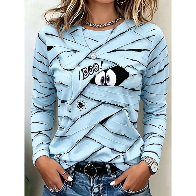 Women's Bonnie Halloween Print Long Sleeve Top