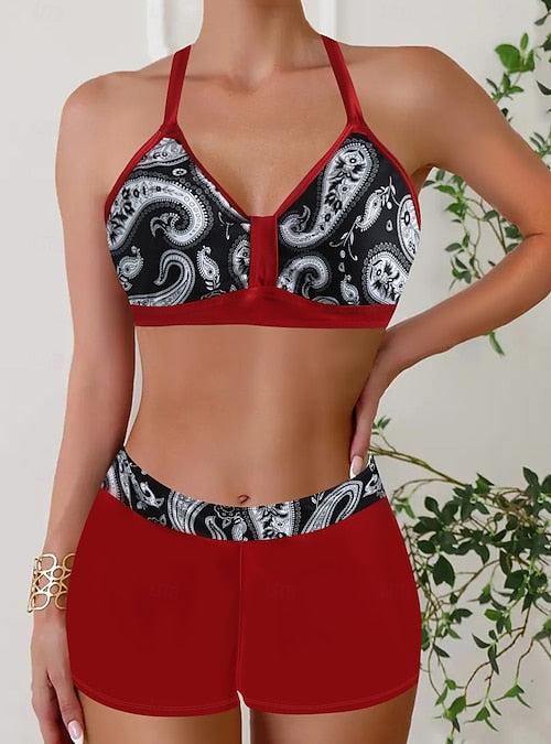 The Hills Nashville Women's 2-Piece Halter Bikini Swimsuit Tropical Print