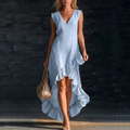 Haven Beck Dolce Sleeveless Ruffle Maxi Dress V-Neck