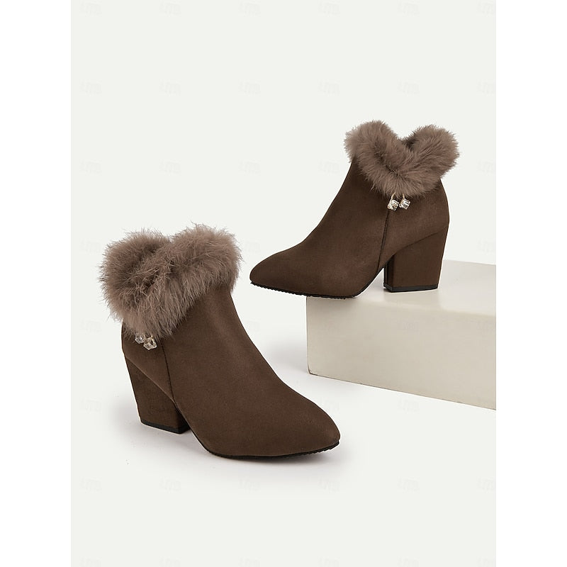 Harper & Wells Women's Claire Fur-Trimmed Block Heel Ankle Boots