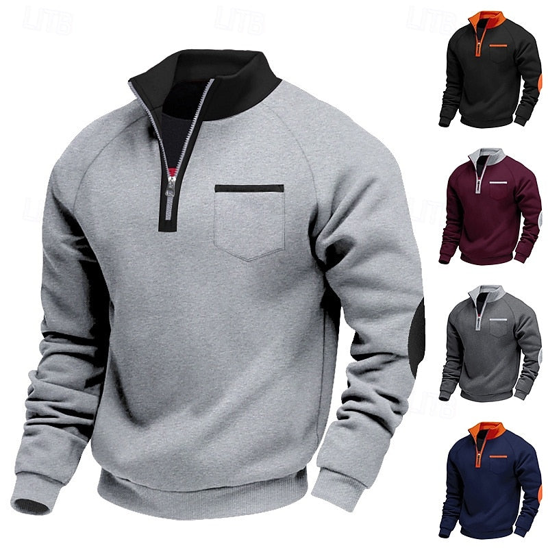 Harper & Wells Men's Keith Quarter Zip Colour Block Pullover