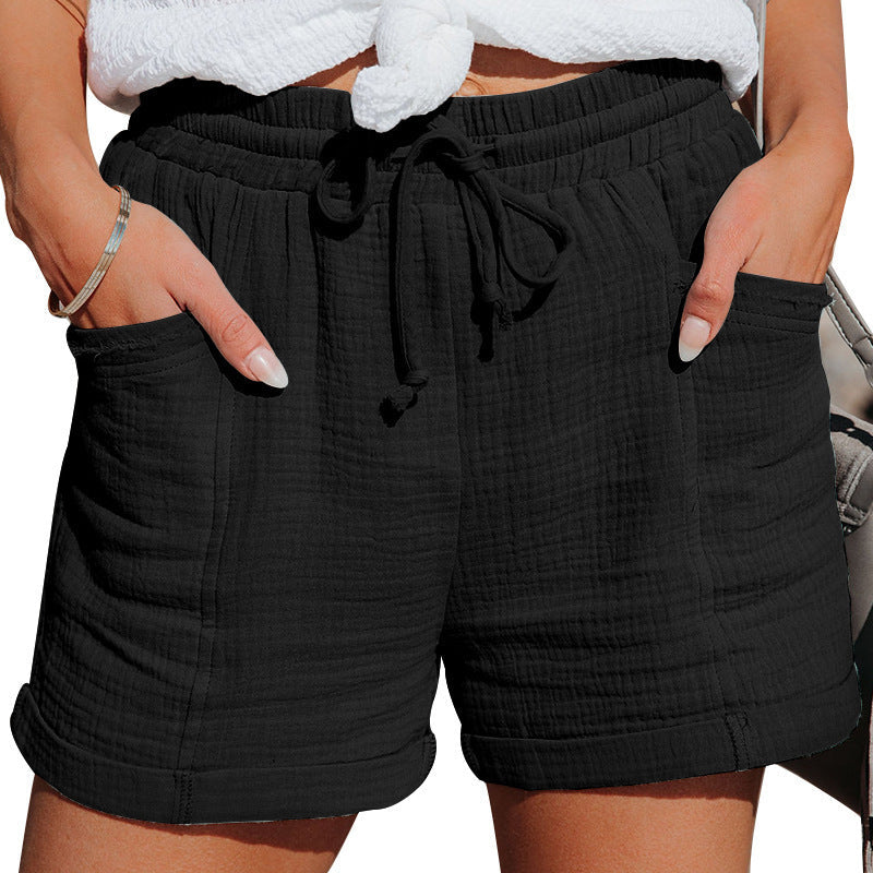 FRESH NORTH CO Susan Summer Shorts Elastic Waist Wide Leg