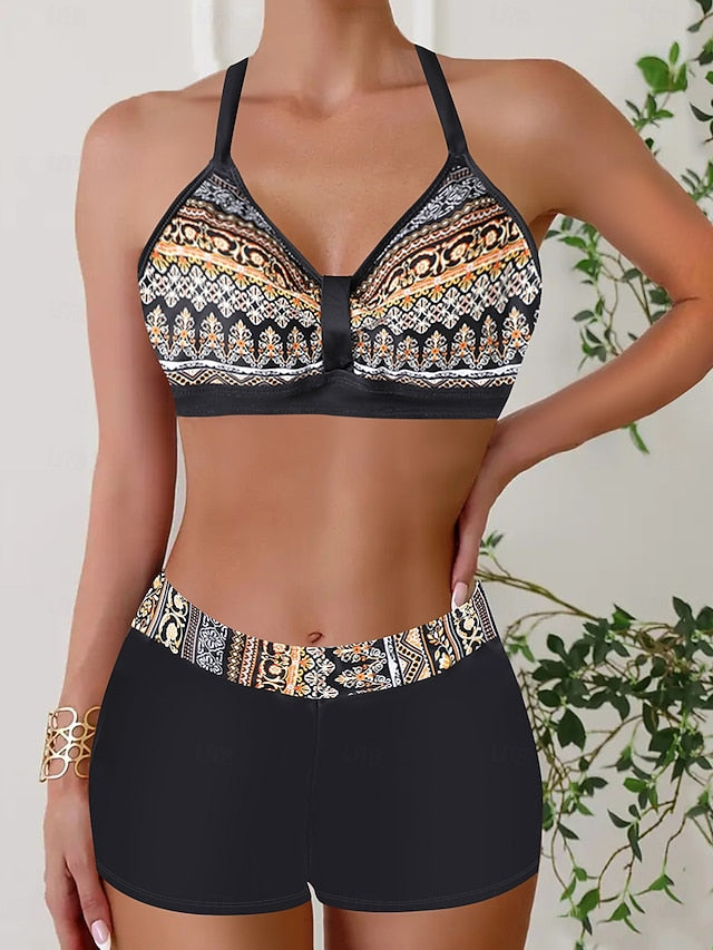 The Hills Nashville Women's 2-Piece Halter Bikini Swimsuit Tropical Print
