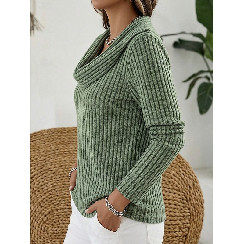 Women's Isadora Cowl-Neck Ribbed Top