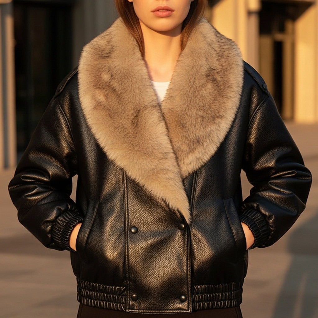 Haven Beck Women's Soerana Faux Leather Winter Jacket