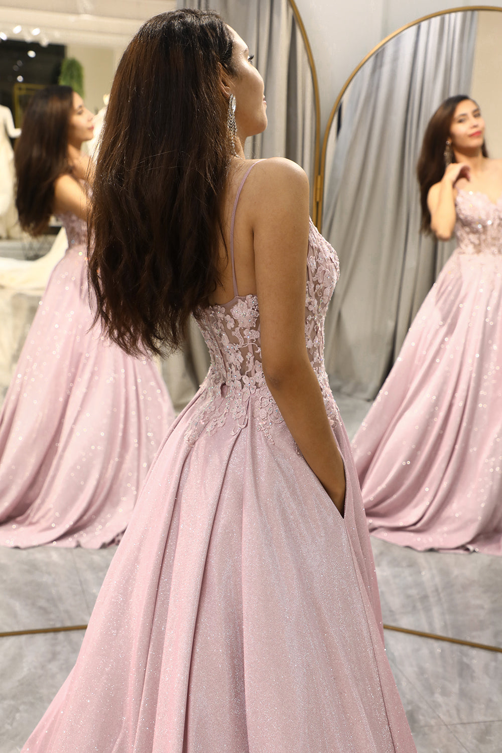 The Hills Nashville Jessica Wedding Guest Embellished Maxi Dress Light Pink