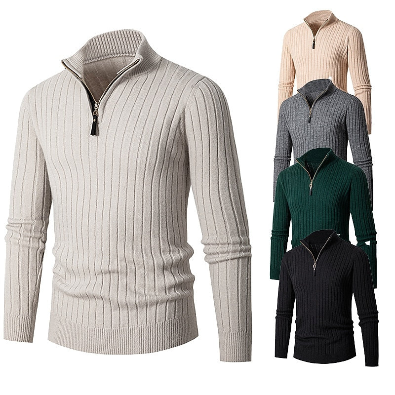 Harper & Wells Men's Gavin Ribbed Quarter-Zip Sweater