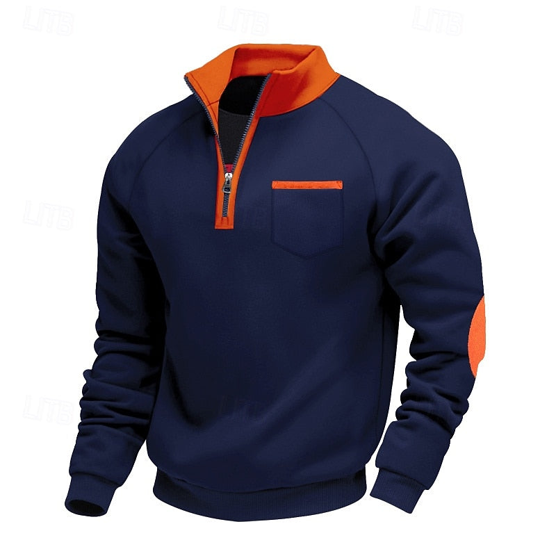 Harper & Wells Men's Keith Quarter Zip Colour Block Pullover