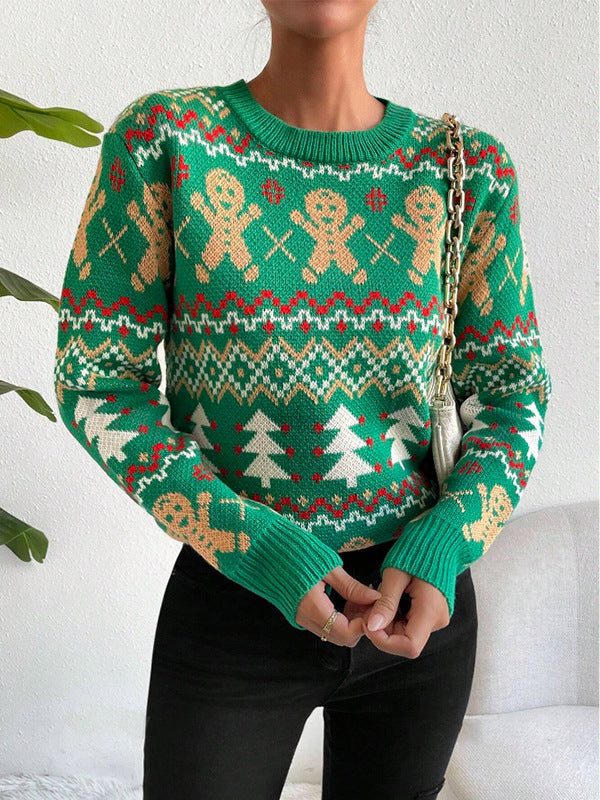 Women's Christmas Party Jacquard Crew Neck Jumper
