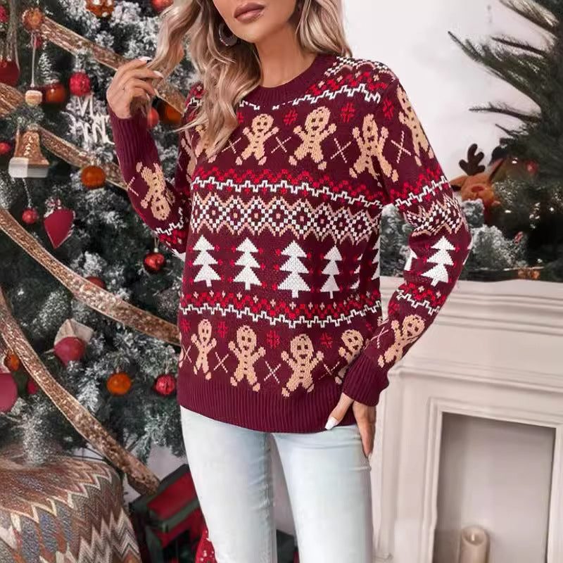Women's Christmas Party Jacquard Crew Neck Jumper