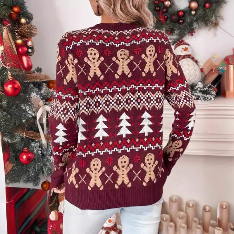 Women's Christmas Party Jacquard Crew Neck Jumper