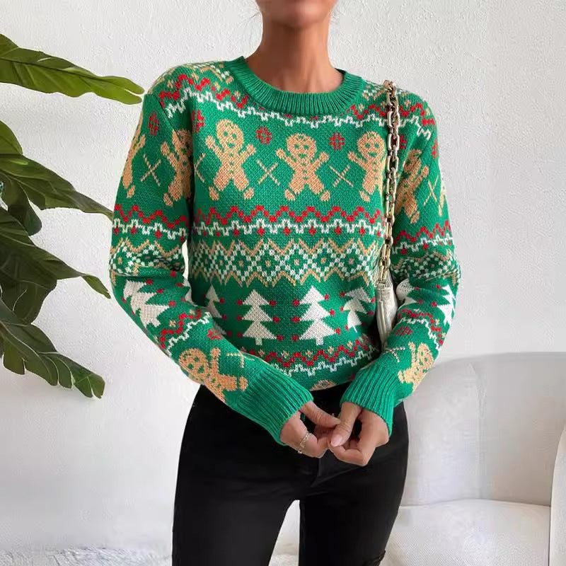 Women's Christmas Party Jacquard Crew Neck Jumper