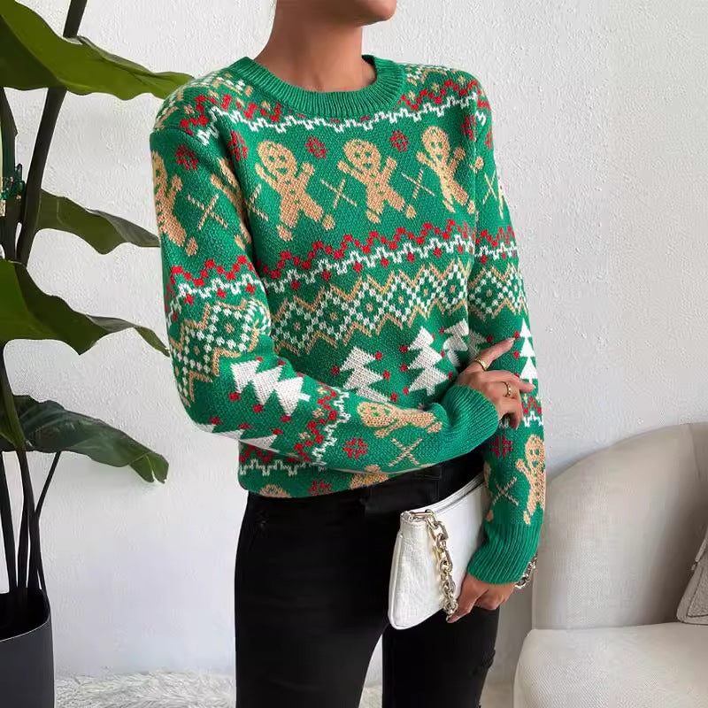 Women's Christmas Party Jacquard Crew Neck Jumper